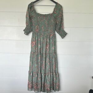 Floral Green Maxi Dress